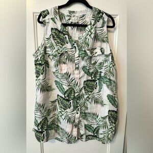 C&C California Tropical Leaf Print Sleeveless Top Size 2X